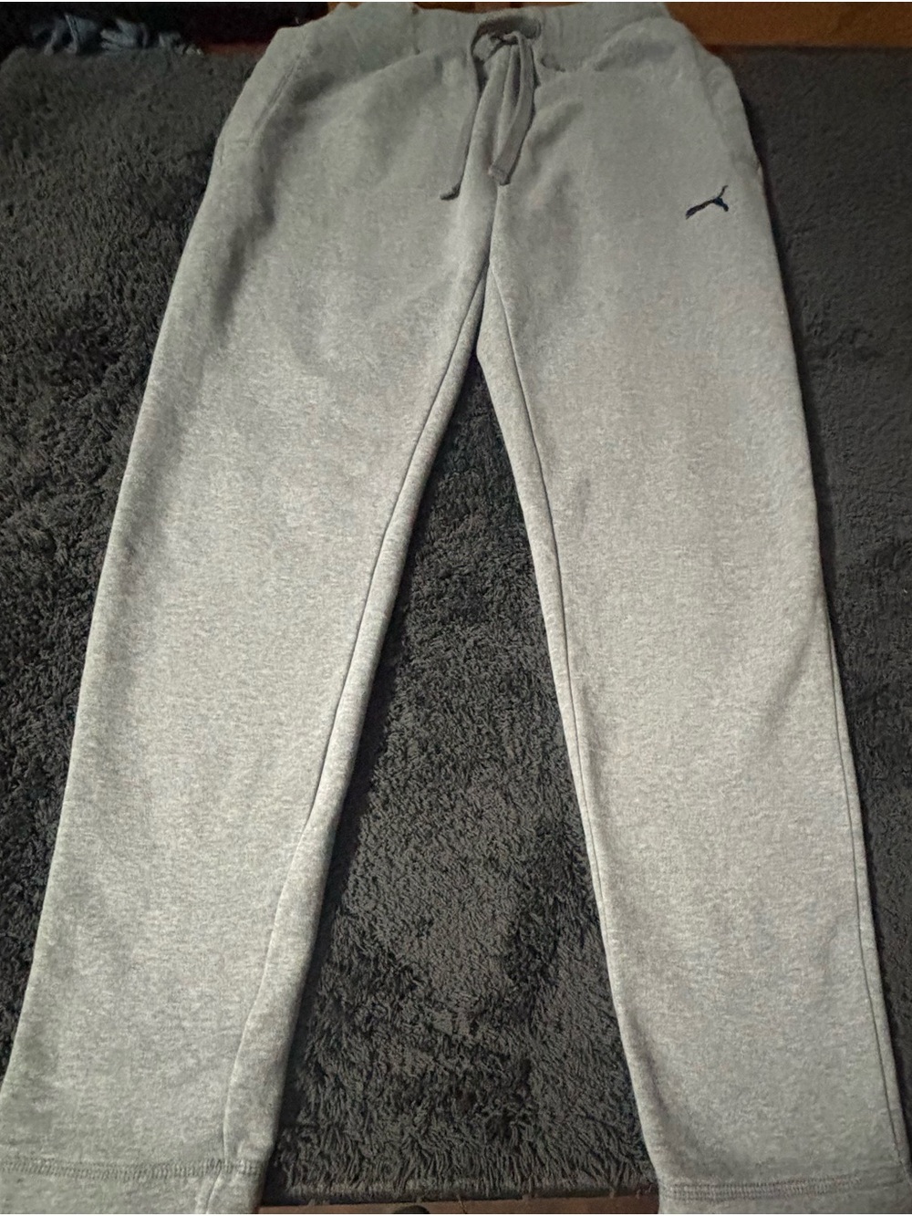 Puma Men's Light Gray Fleece Joggers with Drawstring